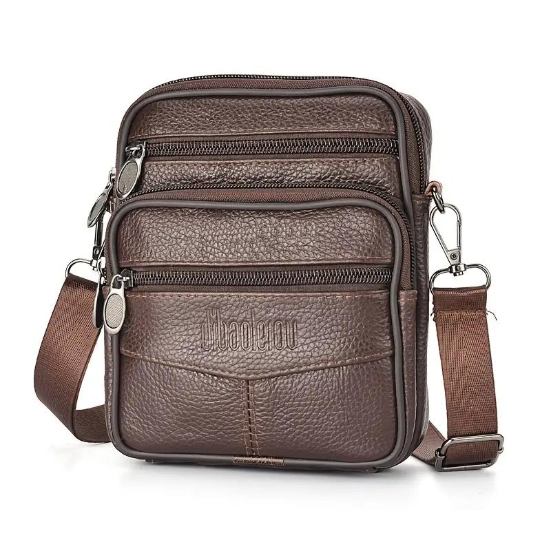 Pánská nová taška crossbody z pravé kůže Vertikální trendy multifunkční taška přes rameno Aktovka Ležérní cestovní taška Messenger
