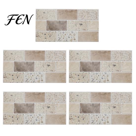 Waterproof Wall Decals for Kitchen 5Pcs Vintage Brick Tile Stickers, Oil?Proof Wallpaper, Peel Oil Proof Stickers Bathroom & Stick Backsplash Living