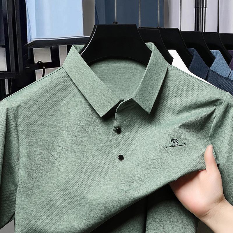 Polo tričko s krátkým rukávem klopa business volné prodyšné ležérní prémiové pánské tričko poloviční rukáv