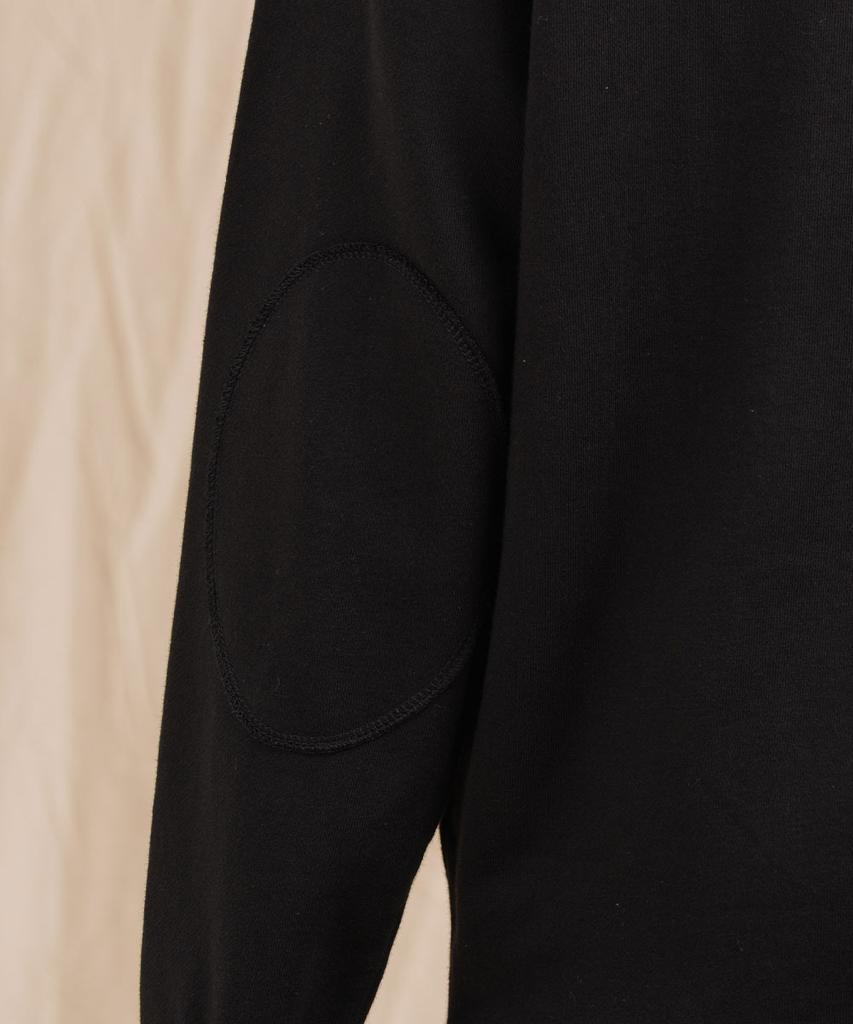 Ellamo Terry Basic Plain Bread Patch Oversized Sweatshirt [Black]