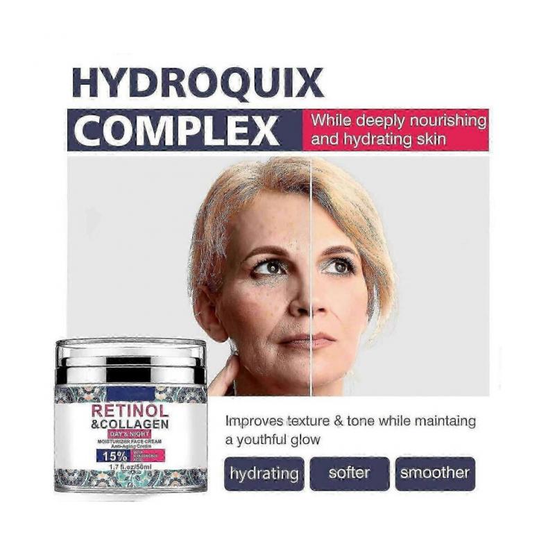 Retinol Cream for Face with Hyaluronic Acid, Collagen Face Moisturizer for Lifting Skin, Day-Night Anti-Aging Cream for Wrinkles, Fine Lines and Dryne