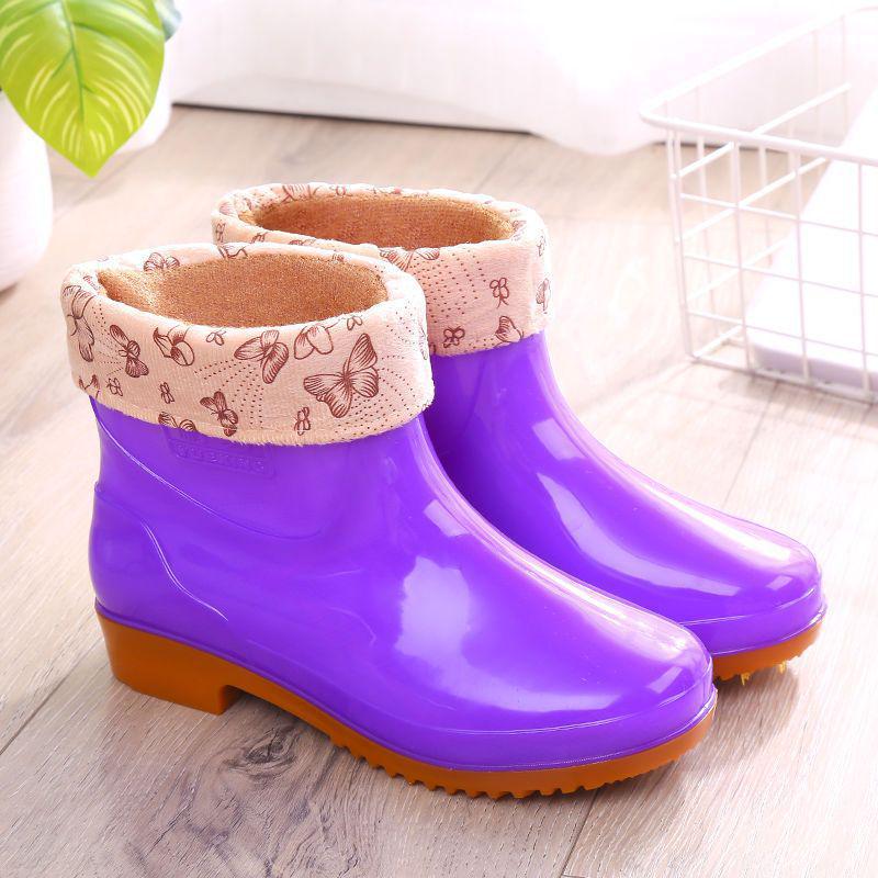 Dámské fleecem podšité protiskluzové nepromokavé gumové holínky s vysokým svrškem