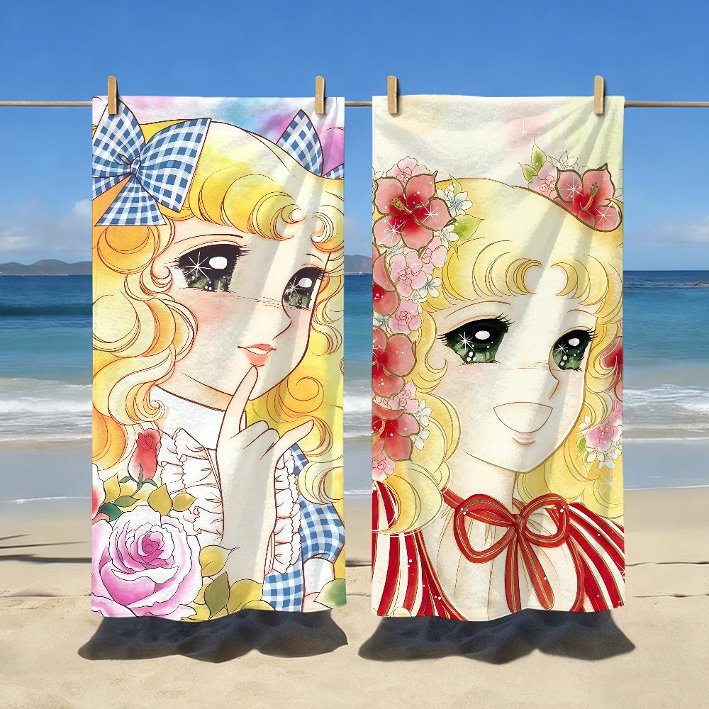 Cartoon C-Candy Candy Kawaii Towel Sports Quick Dry Travel Camping Gear Sandproof Soft Light Large Beach Towel