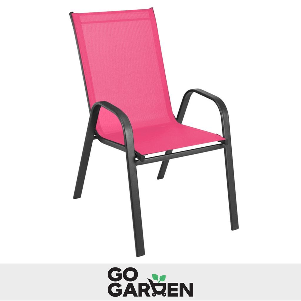 Metal Garden Chairs for Terrace, Balcony, Garden, Set, Pink, Strong X4