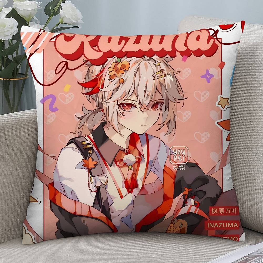 Anime Game G-Genshin Pillow Case Short Plush Double-sided Print Square Throw Pillow Covers Sofa Home Cushion Decor