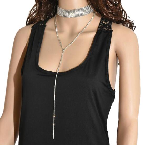 Multilayer Full Rhinestone Pendant Necklace Thick Women Statement Jewelry Gift