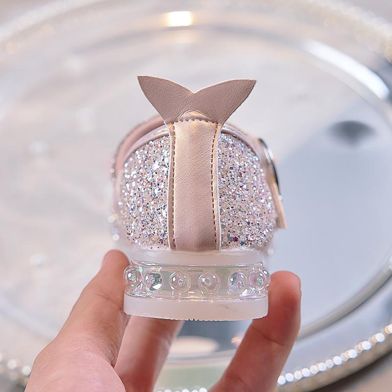 Nuove Scarpe Principessa Coda di Sirena di Cristallo 2025 per Bambine con Suola Morbida e Tacco Alto, Perfette per Abiti da Sera