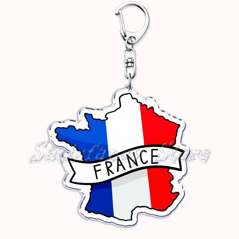 France Scotland Country Maps with Name Acrylic Keychains Keyring for Accessories Bag Pendant Key Chain Ring Jewelry Friend Gifts