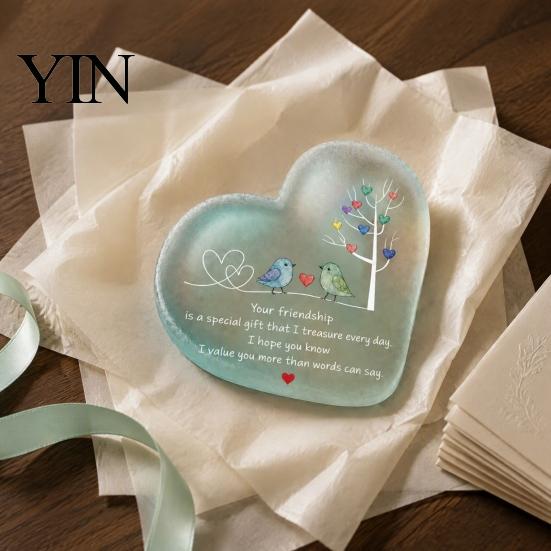 Decorative Ornaments for Car Heart Ornament with Heartwarming Message, Best Friend Friendship Souvenirs Friends Keepsake, Acrylic Desk Decoration