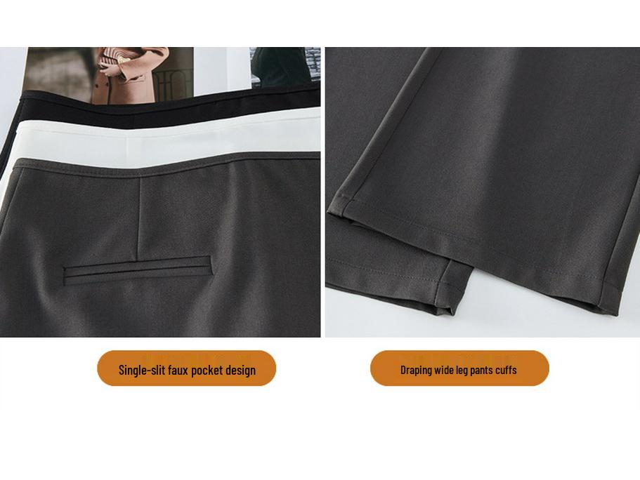 Design-Forward High-Waisted Drapey Skirt Pants Suit - Slim-Fit Casual Wide-Leg, Spring/Summer 2026