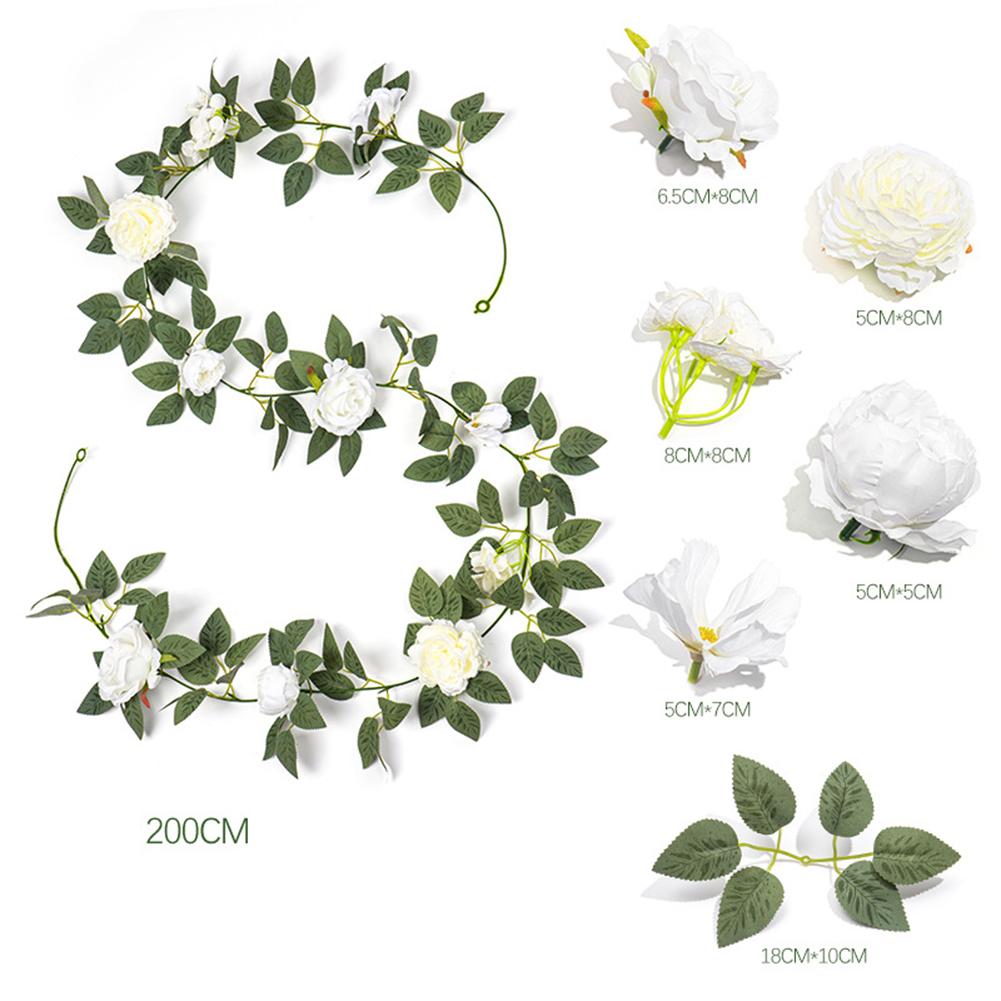 

200cm simulation rose For leaf and vine archway floral decoration for weddings parties home garden event setup белый