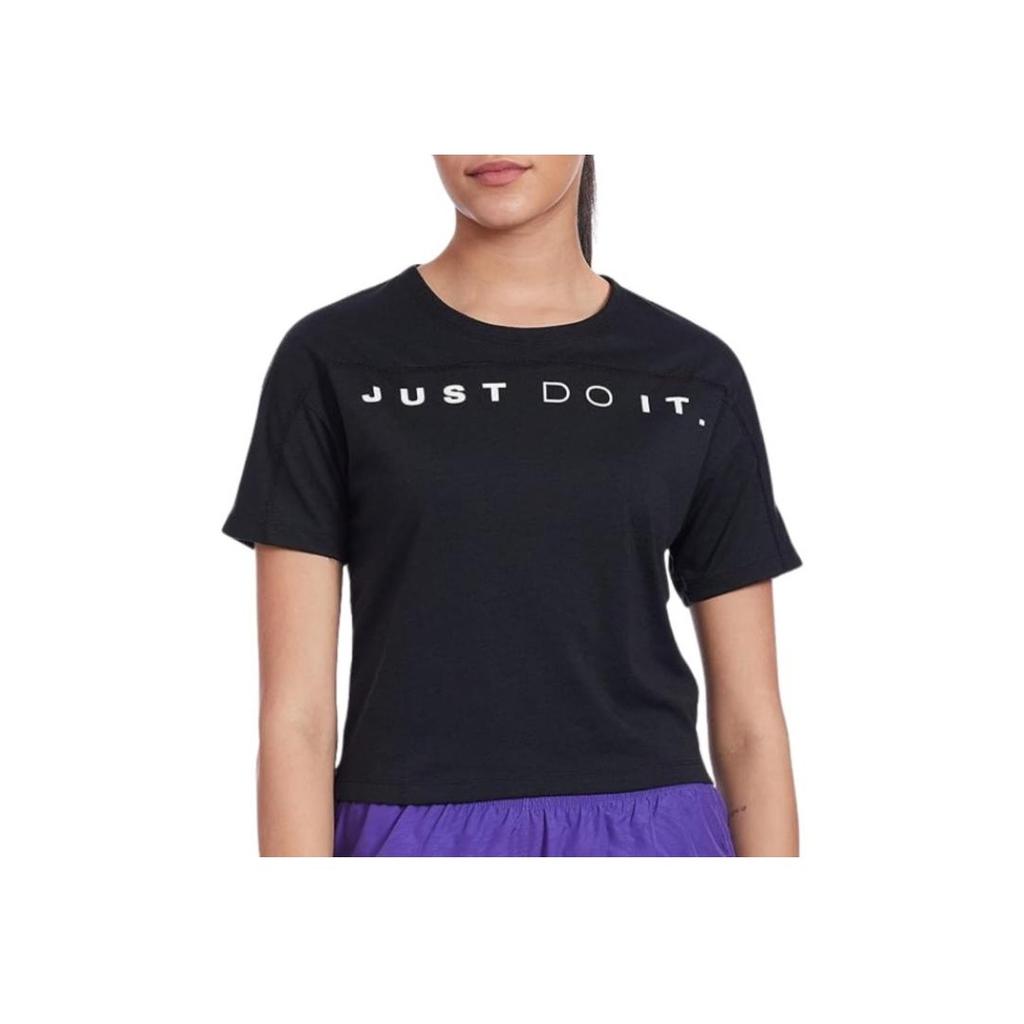 Nike Dri-FIT Sports Crew Neck Letter Pullover Short Sleeve T-Shirt Women Tops Black CT6971-010