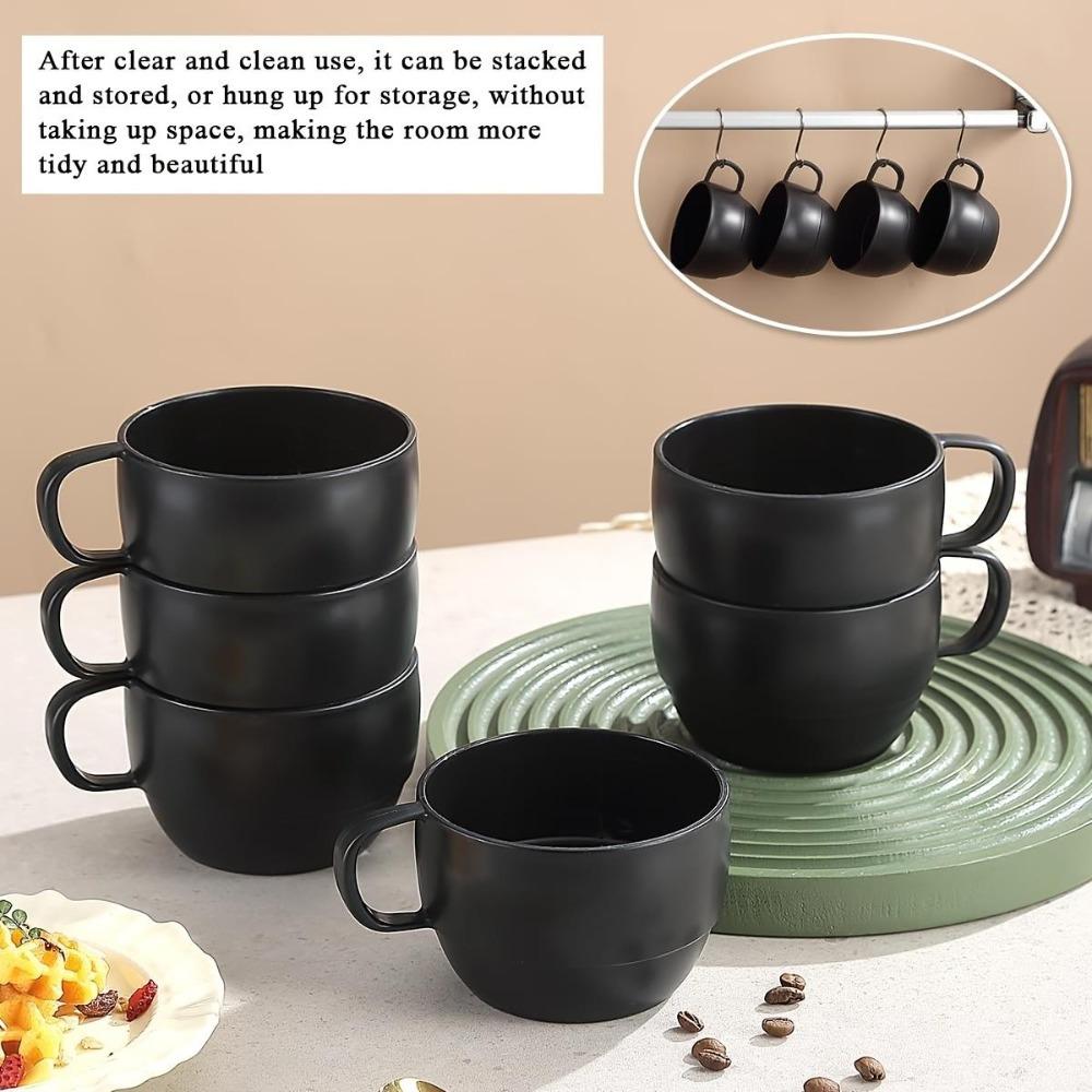 6 ks Kávové hrnky Kávové šálky 12oz Odolné Lehké Plastové Hrnky pro Domov Venkovní Piknik Kempování Narozeninový Dárek Stohovatelné Kávové Hrnky Plastový Šálek