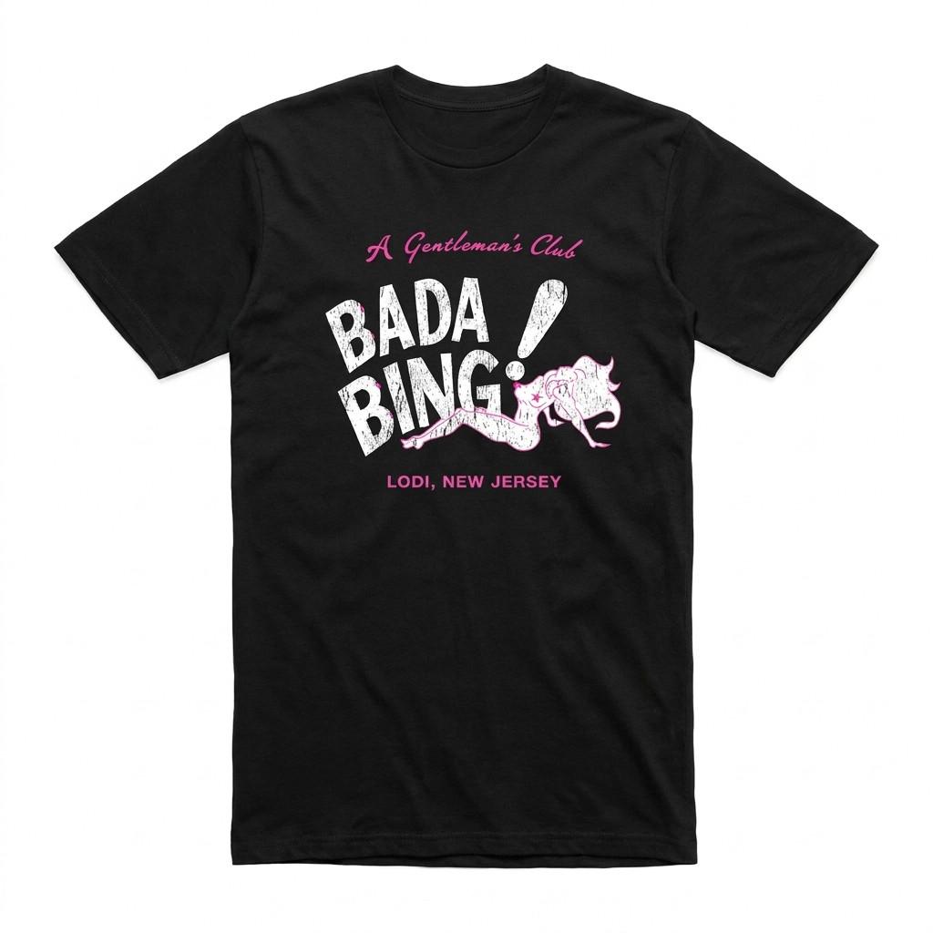 The Sopranos Bada Bing Lodi NJ Graphic T-Shirt Mens 100% Cotton Black Tee S разноцветный