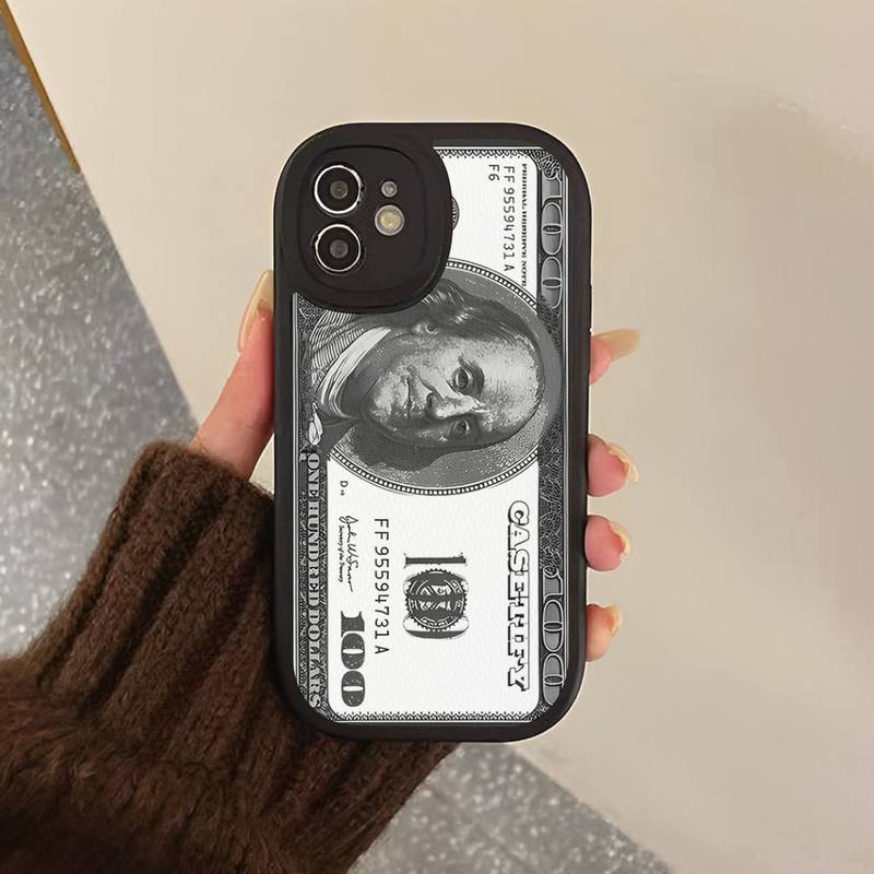 Yinuoda Lustige Totenkopf-Währungs-Telefonhülle, Hartleder-Telefonhülle für iPhone 13 12 Mini 11 14 Pro Max Xs X Xr 7 8 Plus 6 6s Se