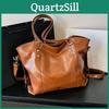 Chic Retro Fall Winter Handbag With Zipper Soft Pu Leather Large Capacity Tote
