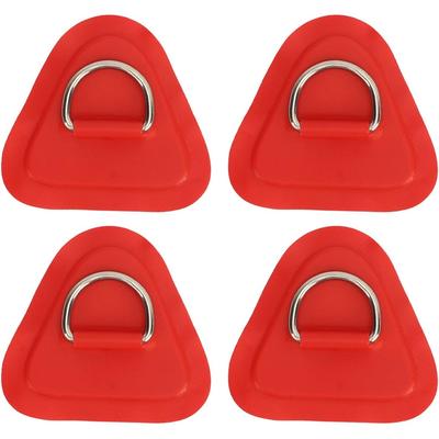 4-Piece Stainless Steel D-Ring Patch Set – 9cm PVC Patches With 3cm D-Rings For Inflatable Boats, Kayaks, SUPs – Red/Orange, Adhesive Not Included