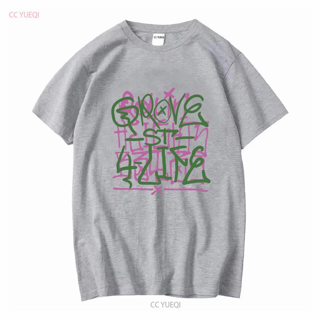 Grove Street Graffiti T-shirt in Cotone Pesante vintage Lavata Traspirante Elasticizzata Casual grafica Leggermente Morbida moda streetwear