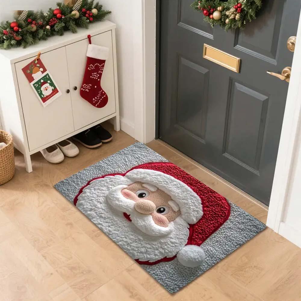 Water-absorbing Christmas Door Mat Gingerbread Man Pattern Santa Claus Design Bathroom Mat Christmas Decor Foot Mat