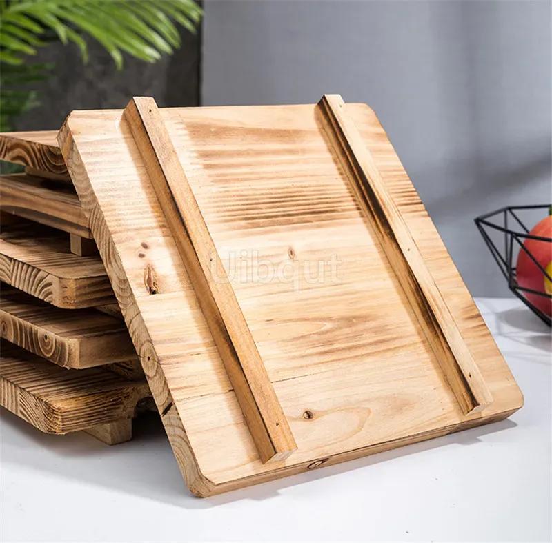 Heat Insulation Wooden Mat Iron Plate Bottom Board Bowl BBQ Square Wood Pad Stone Casserole Pot Pad Placemat for Dining Table