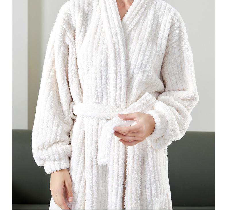 Women's Coral Fleece Thick Velvet Lined Bathrobe - Cozy Autumn/Winter Long Robe Pajamas