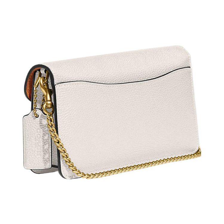 Coach Chain 20 Gold Letter Logo Hardware Chain Polished Pebble Grain Leather Shoulder Bag Crossbody Clutch Small Women Bags Chalk-White CE772-B4HA