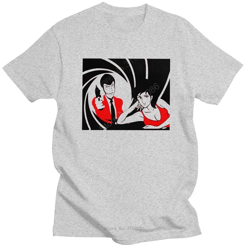 Lupin The 3rd T-shirt Men Soft Cotton Fujiko Mine Tee  Shirt Round Collar Short Sleeved Casual Tshirt Clothing