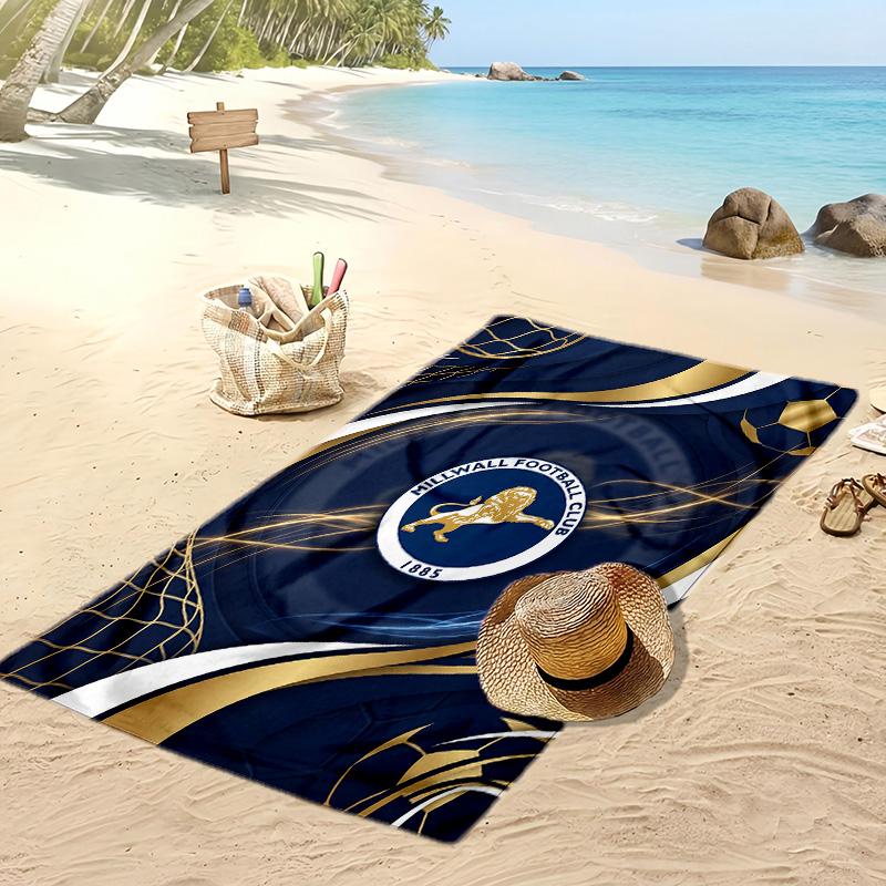 Asciugamano da Spiaggia con Stampa Calcio Millwall, Asciugamano Grande Morbido ad Asciugatura Rapida per Spiaggia Campeggio Nuoto