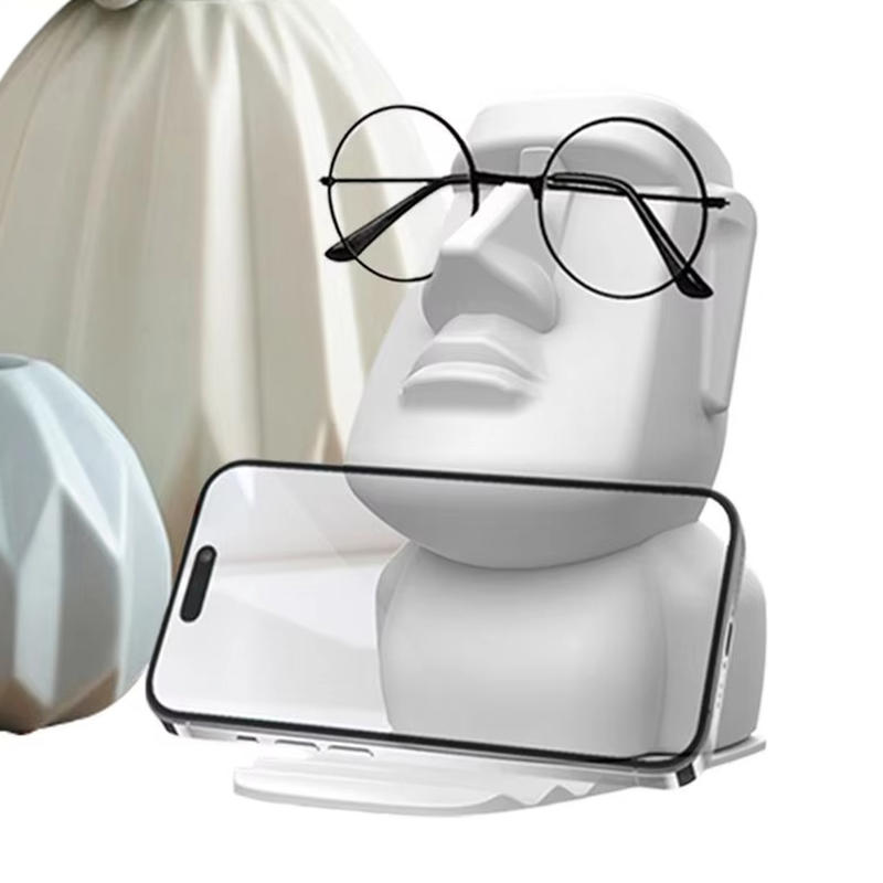 Kreativer 3-in-1 Handy-Brillenhalter Schreibtisch Büro Kopfgeformt Einzigartige Brillenständer Spardose