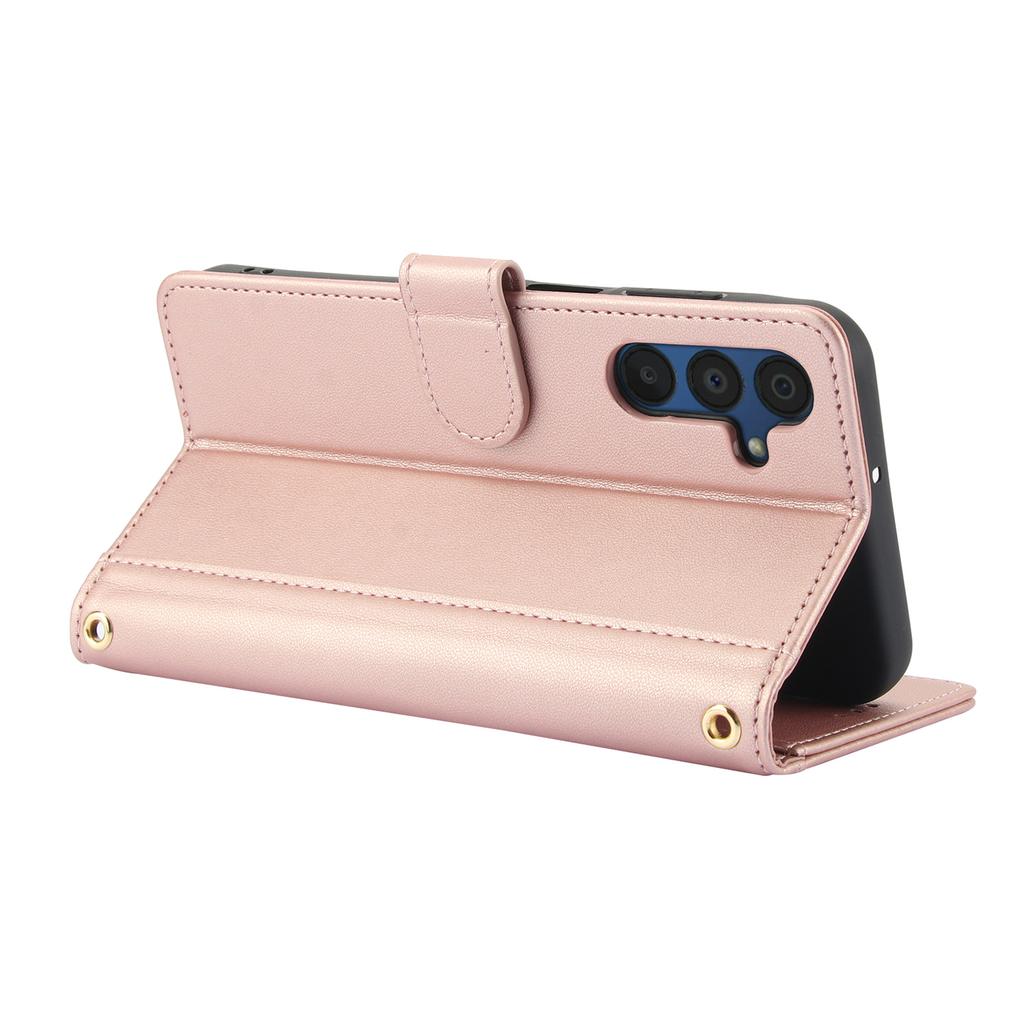 PU Leather Case for Samsung Galaxy A17 5G/A17 4G/A26 5G Stand View Phone Wallet Cover with Hand Strap