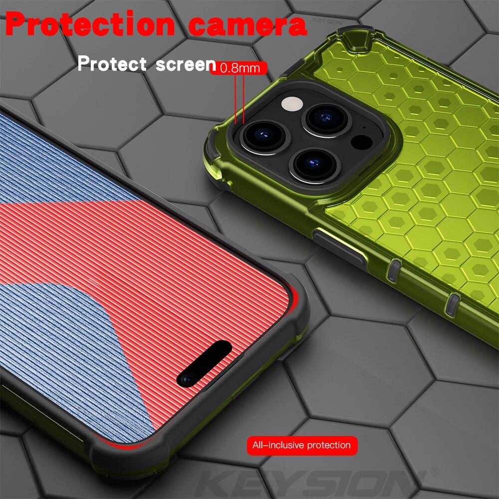 KEYSION Stoßfeste Rüstungshülle für iPhone 15 Pro 15 Ultra Silikon + PC Honeycomb Phone Back Cover für iPhone 15 Plus