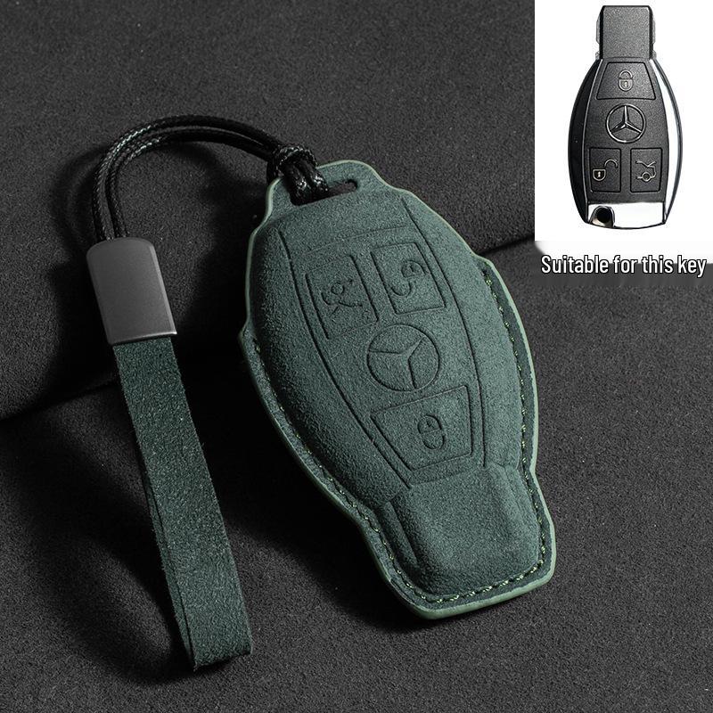 Mercedes Key Case with Alcantara, Compatible with E-Class, S-Class, C-Class, B-Class, GLC, GLB—Full Coverage Protection