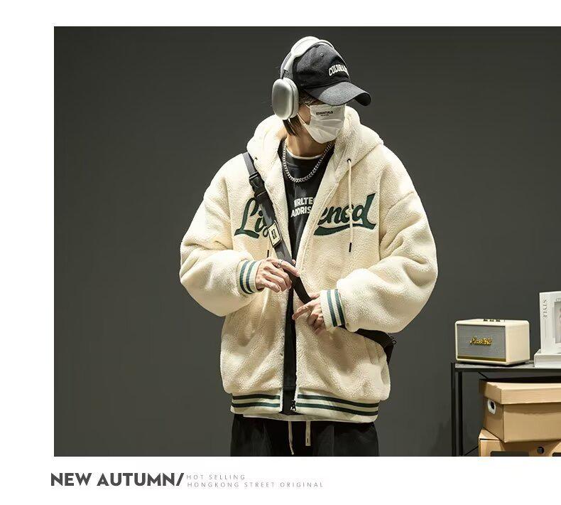 Palton Pulover Cașmir pentru Bărbați 2024: Jachetă de bumbac groasă, cu glugă, de toamnă/iarnă, cu plus de catifea, caldă și rezistentă la frig pentru adolescenți