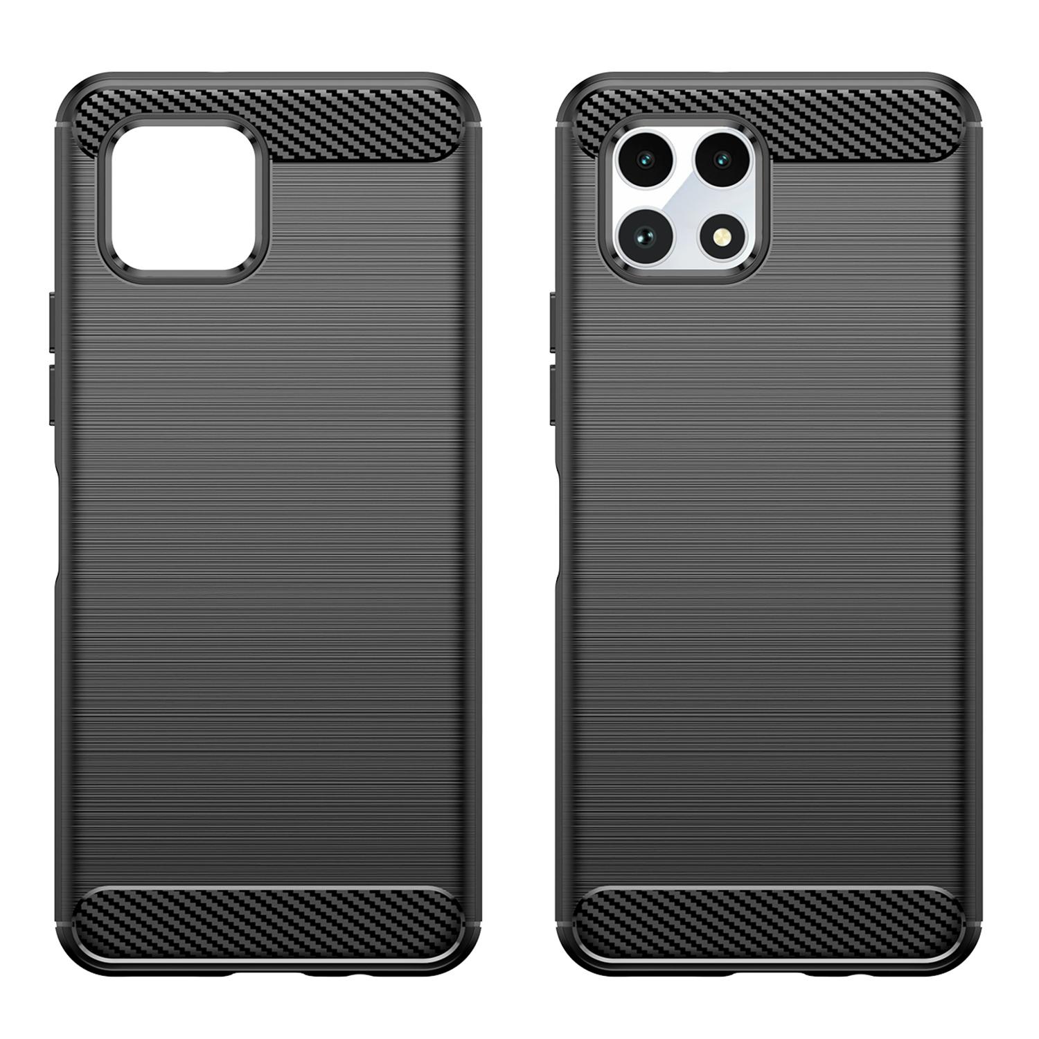 

For T-Mobile REVVL 7 Case Carbon Fiber Texture Soft TPU Mobile Phone Cover Black