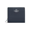 Snap Wallet 11 Silver Logo Snap Pebbled Leather Wallet Women's Navy