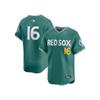 Maglia da Baseball Boston Red Sox Green City Connection Edizione Limitata con Numeri Ricamati 2 11 16 34