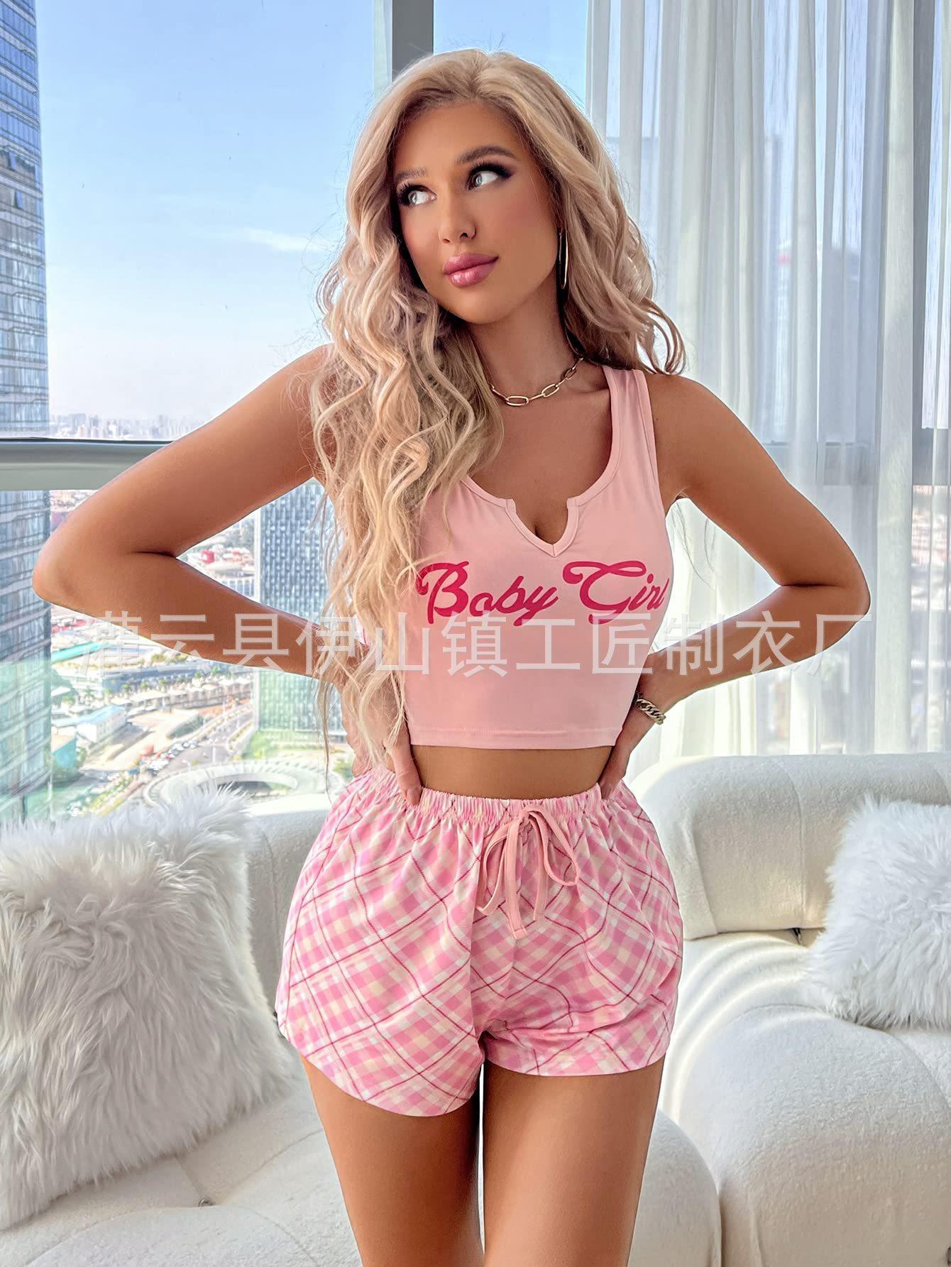 

European and American new casual and comfortable loungewear vest shorts sexy babes sports suit women S