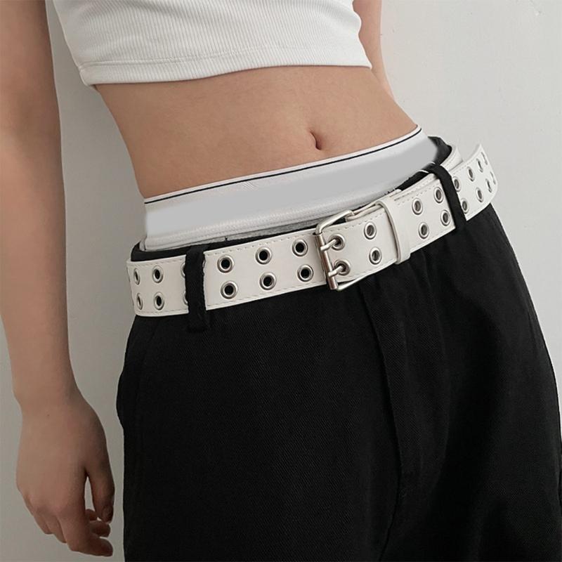 Leathers Womens Belt Fashion Double Grommet Belt Decorative Jeans Dress Blet