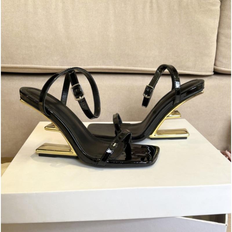 Fashion New Style Fashion Design Fretwork Heel Women Sandals Summer Elegant Narrow Band Cross Straps Heel Women Luxury Dress Pumps Shoes