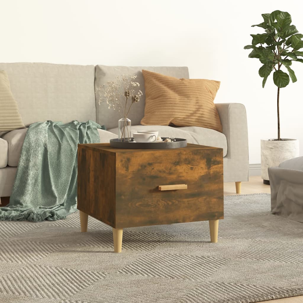 Coffee Table Smoked Oak 50x50x40 cm Wood Based Material