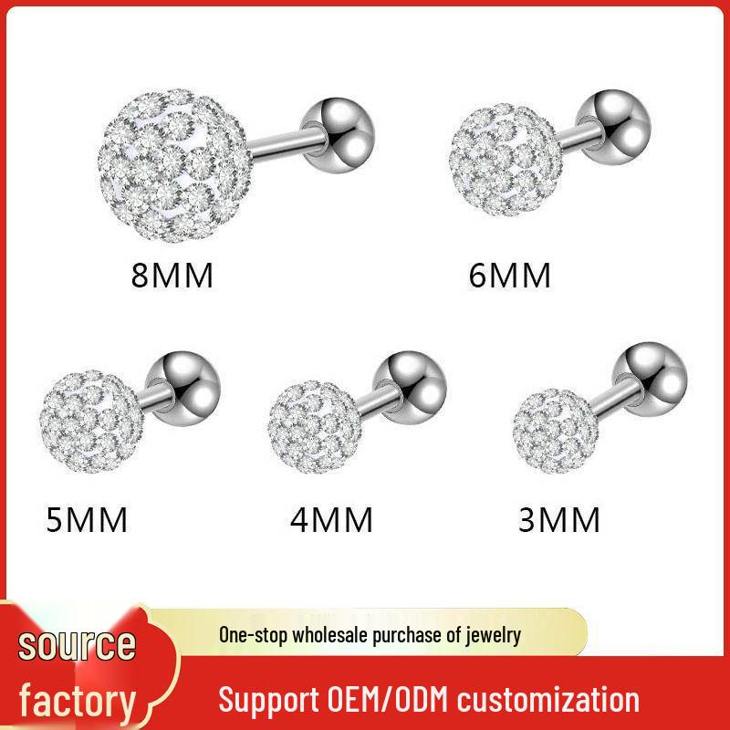 Elegant European & American Rhinestone Stud Earrings - High-End Bling Stainless Steel Sphere Design