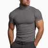 2024 Summer Men's Solid Color Short-Sleeve High-Neck T-Shirt