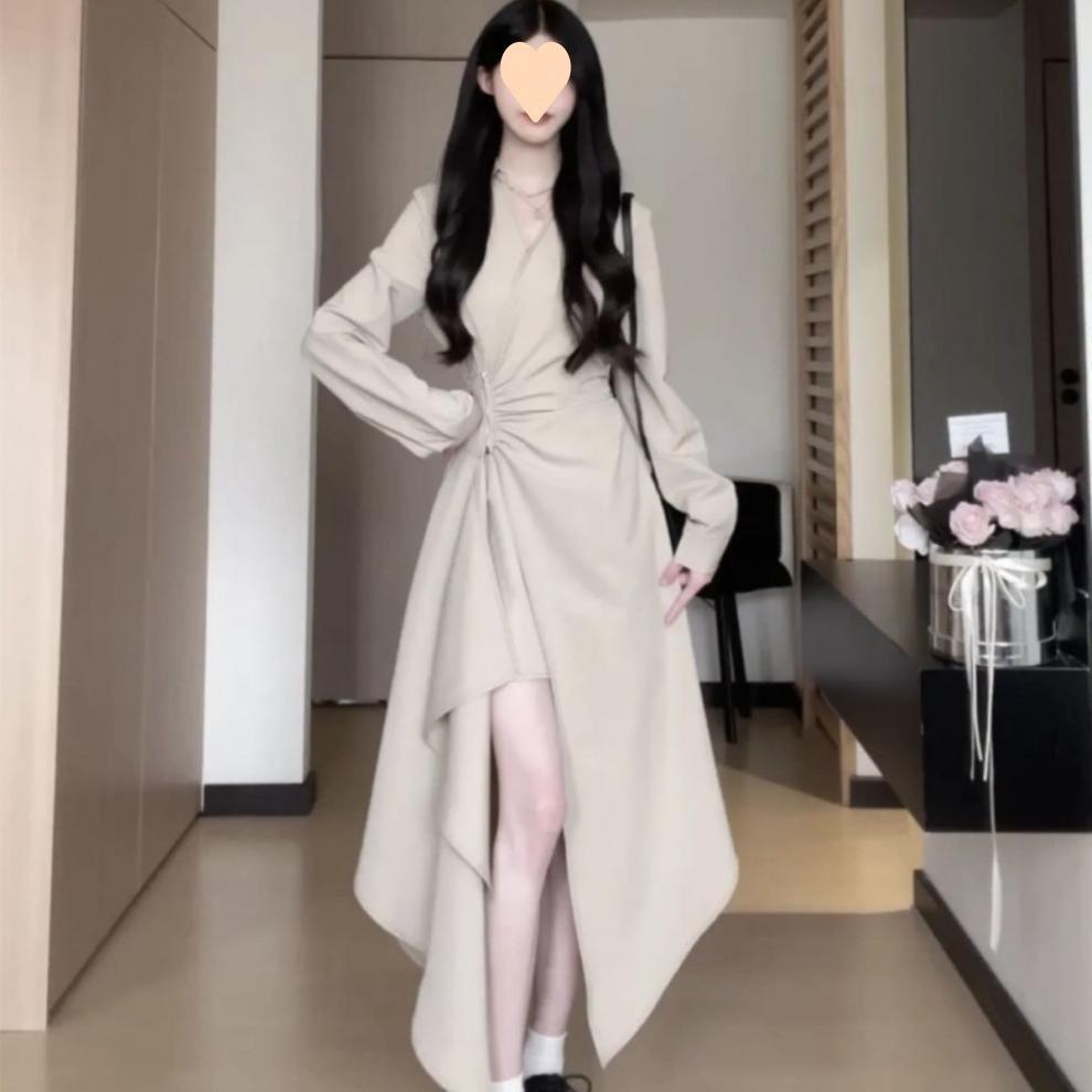 Plus Size Korean Style Knit Dress With Dyeing Effects For Winter Casual Wear