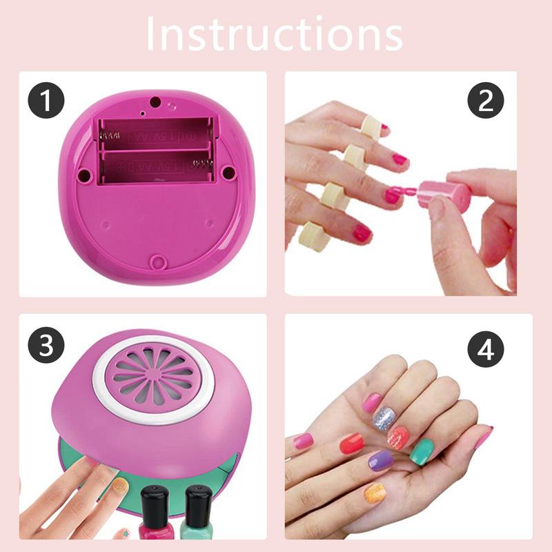 Kids Nail Polish Set Girls Nail Set With Nail Dryer Nail Art Kit For Girls Spa Makeup Kit Girl Pretend Makeup Toys Nail Supplies