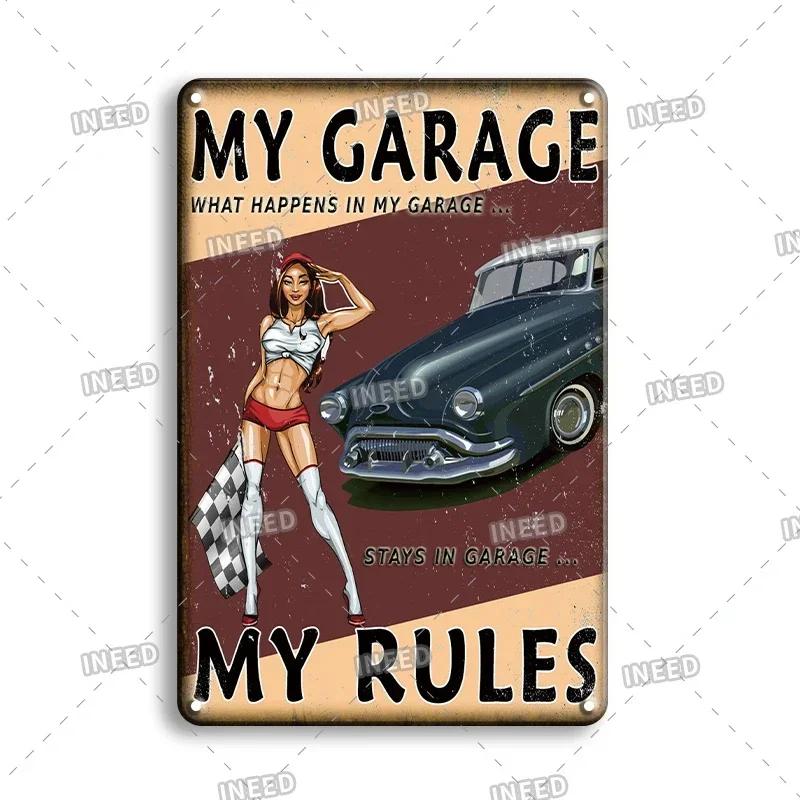 Retro Sexy Beauty Aluminum Poster - Men's Metal Plaque, Garage Cave Workshop Wall Decor