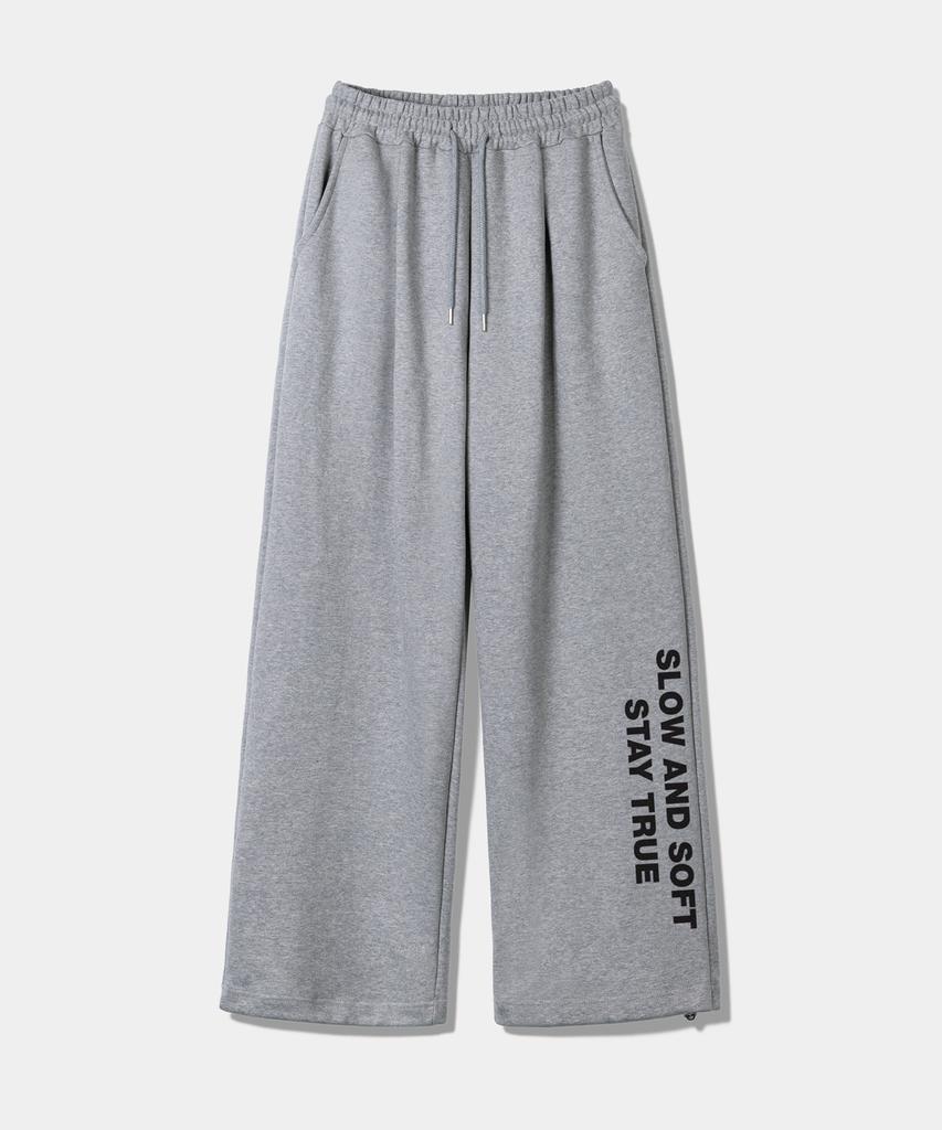 PRINOAR Slow And Soft String One-Pleat Wide Pants - Melange