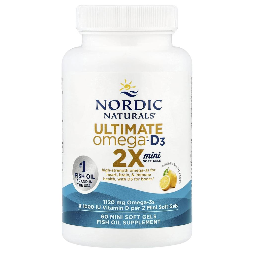 Ultimate Omega®-D3 2X, Lemon Flavor, 60 Mini Softgels