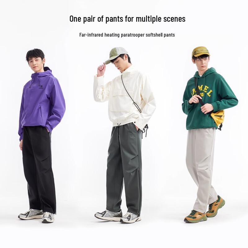 CAMEL Wang Junkai Style Outdoor Softshell Fleece-Lined Hiking Pants
