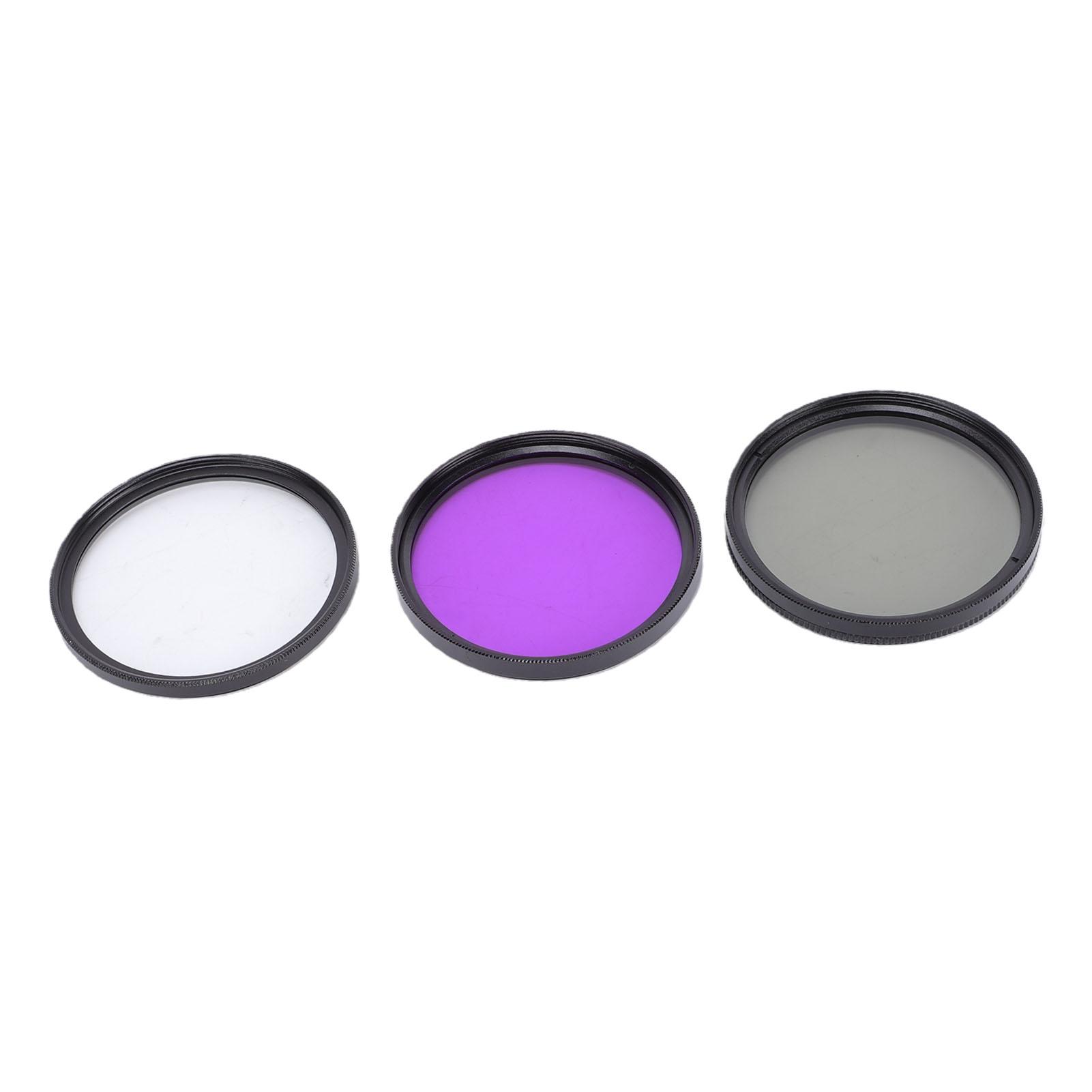 CPL FLD Camera Lens Filter Kit 3 in 1 Circular Polarizing Fluorescent Lens Protection Filter for 52mm Camera Lenses