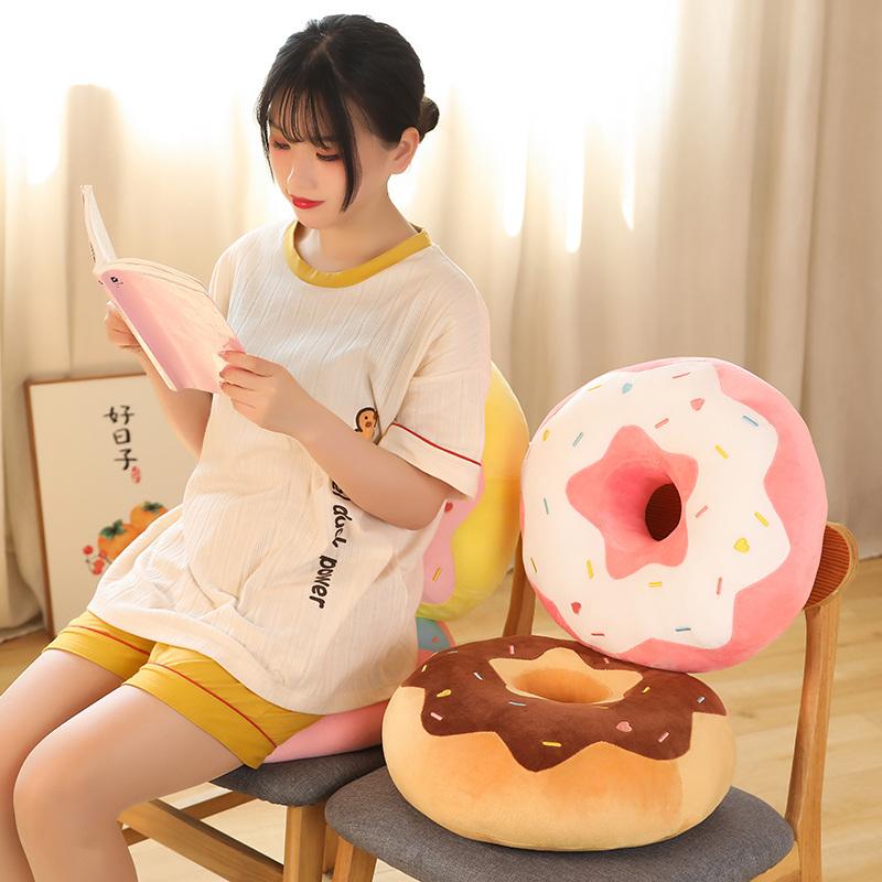 Dekorace Donut Plyšový polštář jako skutečný Fantastický prsten ve tvaru potravinového plyše Měkký kreativní sedák Polštář pod hlavu Vánoční dárek